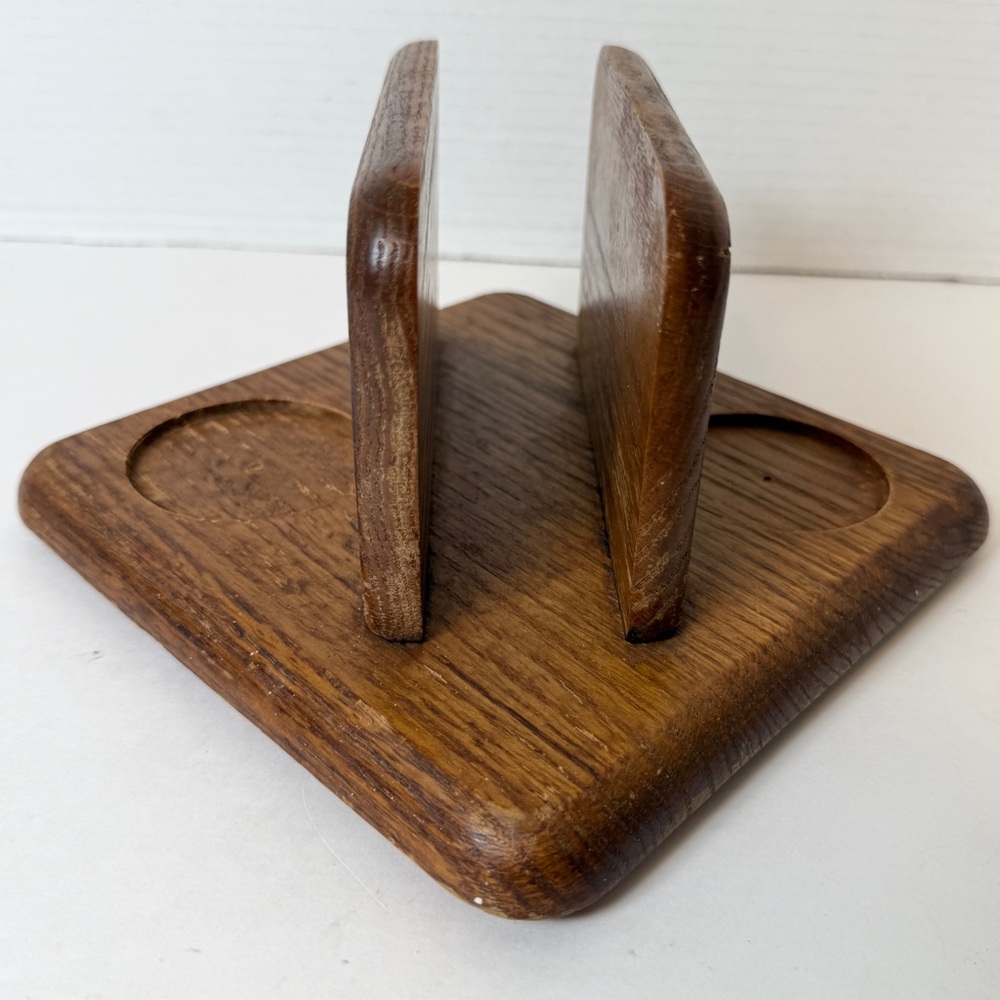 VTG 80s 90s GoodWood Wooden Napkin Salt Pepper Shaker‎ Holder Brown Wood Cottage